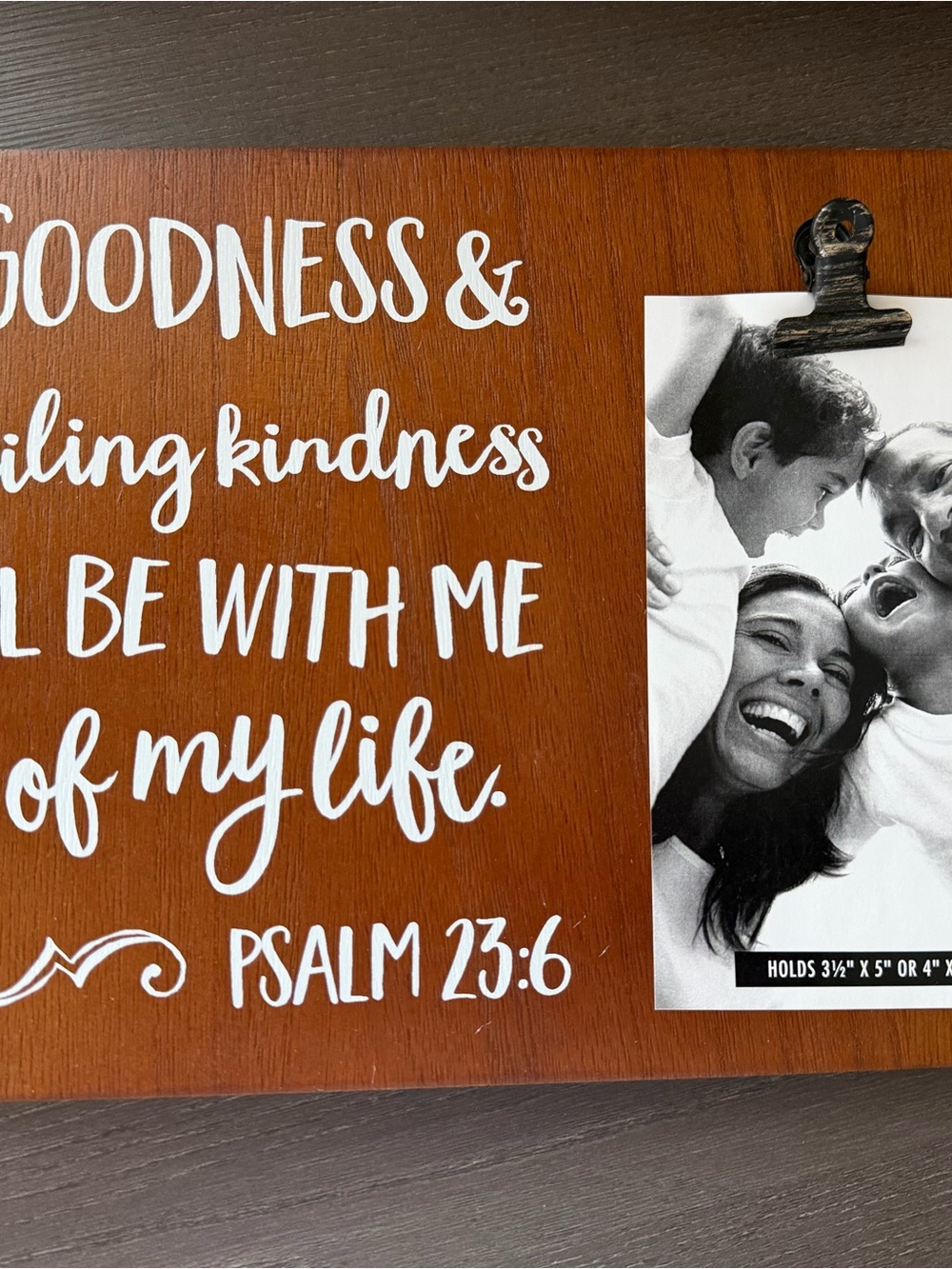 DaySpring Psalm 23:6 Wooden Photo Clipboard Wall Decor NWT